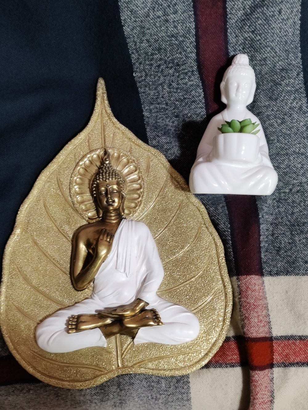 Meditating Buddha Home Accent - Gold and White